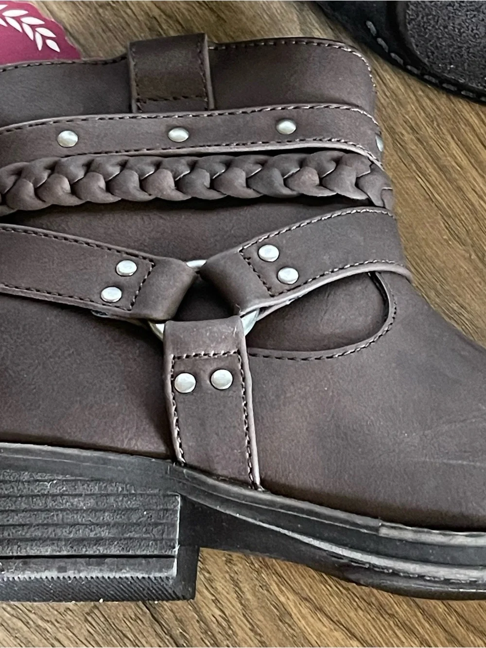 Girls Ankle Boots Pu Leather Side Zipper Fashion Cowboy Inspired Boots Sz 13 T